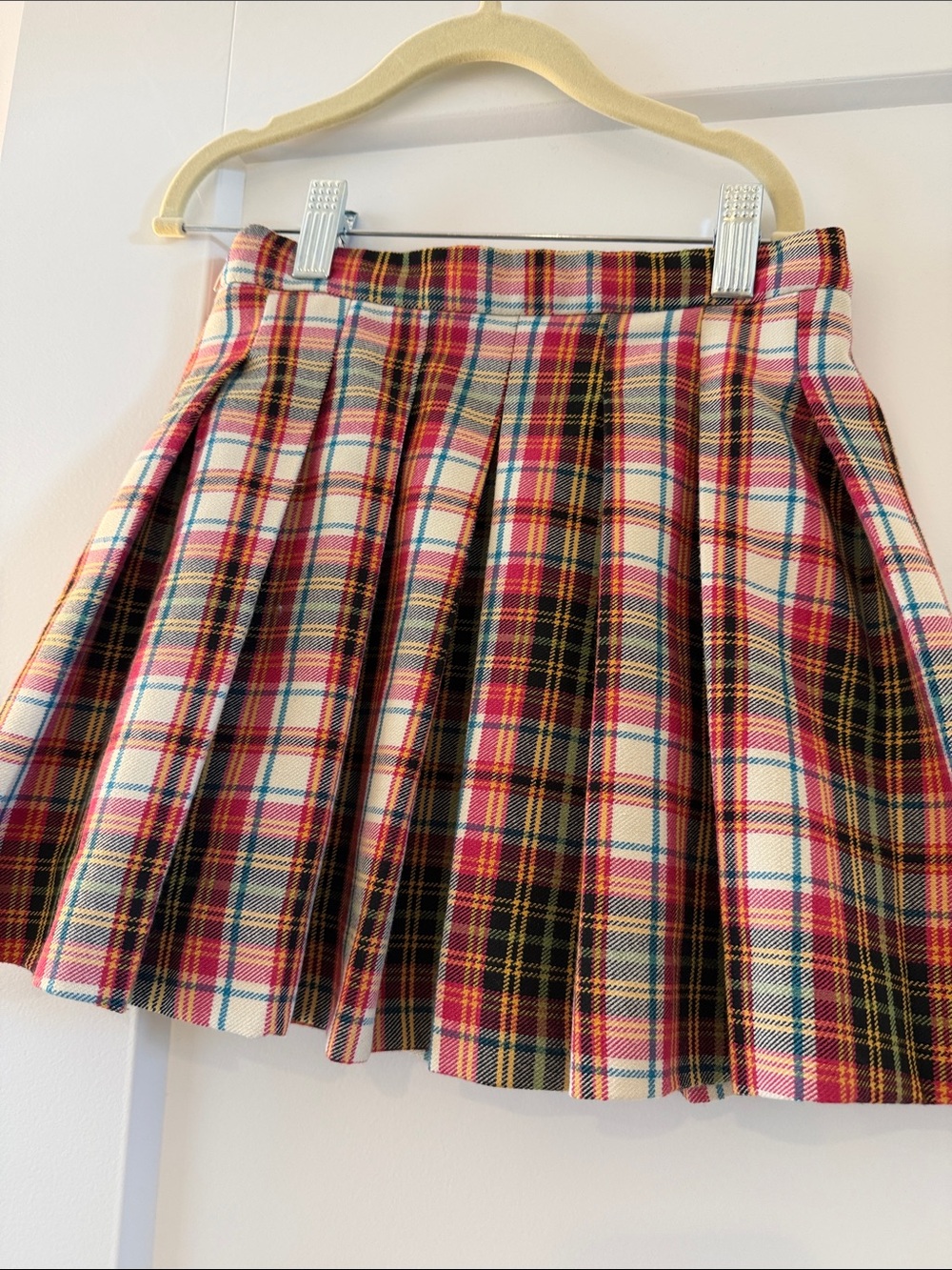 Zara Tartan Mini Skirt - Red, Cream & Black Plaid